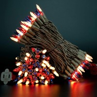 Red White Blue String Lights With Brown Wire 66 Ft 200 Count Ul Certified Christmas Lights Pack Of 2 Sets 33 Ft 100 Mini Lig