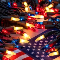 Red White Blue String Lights With Brown Wire 66 Ft 200 Count Ul Certified Christmas Lights Pack Of 2 Sets 33 Ft 100 Mini Lig