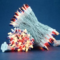 Sweet Shine 200 Count Red White And Blue Christmas Lights Pack Of 2 Strands 100 Count 33 Ft White Wire Ul Listed Patriotic Stri