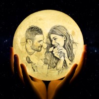 Xjone Personalized Custom Moon Lamp With Photo Text, Customized Moon Night Light With Picture Engraved, 16 Colors With Remote Stand Night Lamp For Kids, Birthday, Mother'S Day Gifts