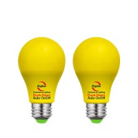 Explux A19 Dusk To Dawn Led Yellow Light Bulbs, 60W Equivalent, Photo Sensor Control Auto Dusk-Dawn On/Off, Porch Light Bulbs, 2-Pack