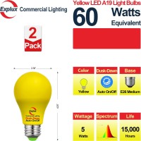 Explux A19 Dusk To Dawn Led Yellow Light Bulbs, 60W Equivalent, Photo Sensor Control Auto Dusk-Dawn On/Off, Porch Light Bulbs, 2-Pack