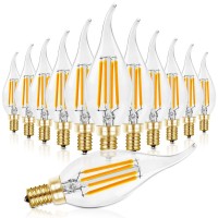 Hizashi Led Candelabra Bulbs 60 Watt Equivalent 2700K Soft Warm White, Dimmable Chandelier Light Bulbs, 90+ Cri 6W 650Lm, Ca11 Flame Tip E12 Led Candle Bulb, Ul Listed - 12 Pack