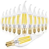 Hizashi E12 Candelabra Bulb 60 Watt 5000K Daylight White, Dimmable E12 Led Bulb, 90+ Cri 6W 650Lm, Ca11 Flame Tip Led Chandelier Light Bulbs Candelabra Base, Ul Listed - 12 Pack