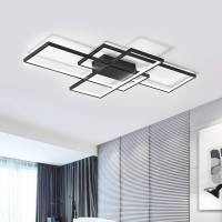 Jaycomey Led Ceiling Light,75W Modern Ceiling Lamp,3-Squares Acrylic Black Led Chandelier,Flush Mount Ceiling Light Fixture For Dining Living Room Study Kitchen,Cool White/6000K