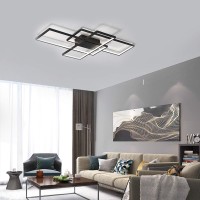 Jaycomey Led Ceiling Light,75W Modern Ceiling Lamp,3-Squares Acrylic Black Led Chandelier,Flush Mount Ceiling Light Fixture For Dining Living Room Study Kitchen,Cool White/6000K