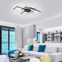 Jaycomey Led Ceiling Light,75W Modern Ceiling Lamp,3-Squares Acrylic Black Led Chandelier,Flush Mount Ceiling Light Fixture For Dining Living Room Study Kitchen,Cool White/6000K