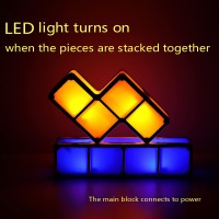 Veeki Night Light For Kids Stackable Led 7 Colors 3D Puzzles Night Light Induction Interlocking Desk Lamp Diy Tangram Light Bl