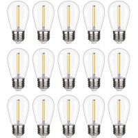 Kgc Plastic S14 Replacement Led Edison Bulbs -1W Equivalent To 10W 2200K, No Glass Shatterproof & Waterproof Led Bulbs For Outdoor String Light, E26 Base Vintage Led Edison Filament Bulb (15 Pack)