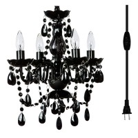 Gypsy Color The Original Brink House Plug-In 4 Light Black Hanging Swag Chandelier H17.5