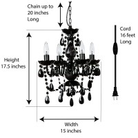 Gypsy Color The Original Brink House Plug-In 4 Light Black Hanging Swag Chandelier H17.5