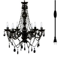 Gypsy Color The Original Plug-In 6 Light Black Hanging Swag Chandelier H26Ͽ