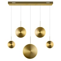 Led Island/Pool Table Chandelier With Brass Finish