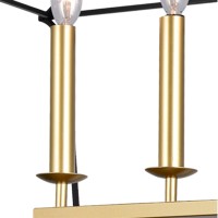 6 Light Island/Pool Table Chandelier With Satin Gold & Black Finish