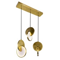 Led Island/Pool Table Chandelier With Brushed Brass Finish