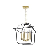 6 Light Chandelier With Satin Gold & Black Finish