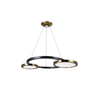 Led Chandelier With Brass & Pearl Black Finish