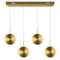 Led Island/Pool Table Chandelier With Brass Finish