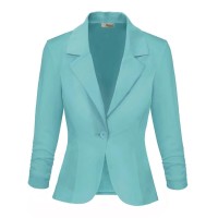 Womens Casual Work Office Blazer Jacket Jk1131 Aqua Xl