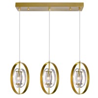 3 Light Island/Pool Table Chandelier With Brass Finish