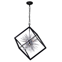 6 Light Chandelier With Chrome & Black Finish