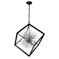 6 Light Chandelier With Chrome & Black Finish