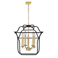 5 Light Chandelier With Satin Gold & Black Finish