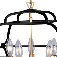 5 Light Chandelier With Satin Gold & Black Finish