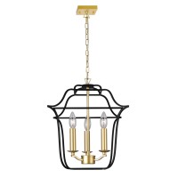 3 Light Pendant With Satin Gold & Black Finish