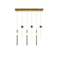 Led Island/Pool Table Chandelier With Brass Finish