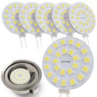 Jauhofogei G4 Disc Led Bulbs 12V Ac/ 10-24V Dc, 20W Type T3 Halogen Bulb Replacement Bi Pin Base For Recessed Puck Light, Cabinet Lighting, Rv Interior, Daylight White 6000K, Non-Dimmable, Pack Of 6