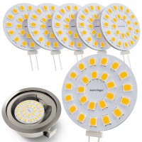 Jauhofogei G4 Disc Led Bulbs 12V Ac/ 10-24V Dc, 20W Type T3 Glass Halogen Bulb Replacement Bi Pin Base For Recessed Puck Light, Cabinet Lighting, Rv Interior, Warm White, Non-Dimmable, Pack Of 6