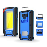 Warsun Led Work Light Rechargeable, Magnetic Cob Portable Worklights, 40W 1500 Lumens,Metal Hanging Hook 3 Lighting Modes, Job Site Lighting For Car Repairing,Camping,Hunting Repairing (Blue1)