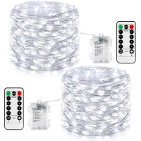 Jmexsuss 2 Pack 200 Led Fairy Lights Battery Operated, 66Ft Outdoor Fairy String Lights With Remote, 8 Modes Copper Wire Twinkle Lights For Bedroom Tree Wall Patio Outside Decor, White