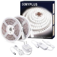 Myplus 32.8 Ft White Strip Lights, Dimmable Led Tape Light 6500K Bright Daylight White, Flexible Under Cabinet Lights With 600 Leds And Ul Listed Safety Power Supply For Room,Kitchen And D�Cor