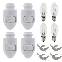 Creative Hobbies Plug In Night Light Module Includes 4 Bulbs And 4 Metal Clips, Great For Making Your Own Decorative Night Lights, Pack Of 4 (White)