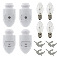 Creative Hobbies Auto On Sensor Plug In Night Light Module Includes 4 Bulbs And 4 Metal Clips, Great For Making Your Own Decorative Night Lights, Pack Of 4 (White Sensor)