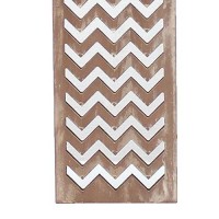 Benjara Table Lamp With Chevron Pattern And Mirror Inlay, Silver And Brown