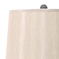 Benjara Flower Tree Design Metal Table Lamp With Tapered Drum Shade, Beige And Gray