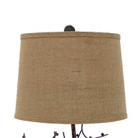 Benjara Tree Design Base Metal Table Lamp With Drum Shade, Bronze