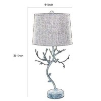 Benjara Tree Design Base Metal Table Lamp With Drum Shade, Bronze