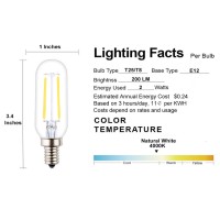 Opalray T25/T8 Mini Tube Bulb, 2W Dimmable, 4000K Natural White Light, 25W Incandescent Equivalent, Led Filament Lamp, Standard E12 Small Candelabra Base, Clear Glass Tubular Tip, 5-Pack