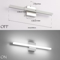 Temgin Bathroom Lights Over Mirror 24Inch Led Vanity Lights Bar 14W Modern Light Fixture For Bathroom Chrome Cool White 6000K