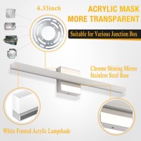 Temgin Bathroom Lights Over Mirror 24Inch Led Vanity Lights Bar 14W Modern Light Fixture For Bathroom Chrome Cool White 6000K