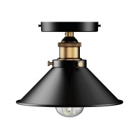 Ledmyplace Industrial Semi Flush Mount Light, Matte Black With Antique Brass Finish, Vintage Lighting For Hallways, Ceiling Hanging Light Fixtures, E26 Base, Bulb Not Included