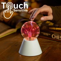 Heebie Jeebies Scientific Teslas Lamp- Plasma Ball Globe Lamp With Interactive Electronic Touch- Usb Or Battery Powered- Stem Glass Decoration Light For Office Desk, Kids Room, Parties, Home