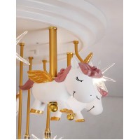 Huioo Children'S Room Cartoon Unicorn Ceiling Lamp Creative Living Room Iron Chandelier Boy Girl Princess Bedroom Star Decoration Lamp Resin Glass Pendant Lights (Color : White)