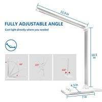 White Crown Led Desk Lamp Dimmable Table Lamp Reading Lamp With Usb Charging Port, 5 Lighting Modes, Sensitive Control, 30/60 Minutes Auto-Off Timer, Eye-Caring Office Lamp