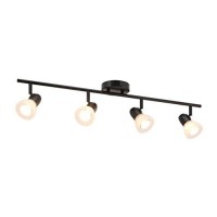 Xinbei Lighting Track Light, 4 Light Track Bar Lighting With Glass, Modern Black Kitchen Ceiling Light Xb-Tr1237-4-Mb