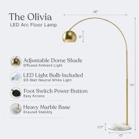 Brightech Olivia Floor Lamp Arc Lamp For Living Rooms Standing Lamp With Led Light Bulbs For Bedroom Reading Great Living Roo